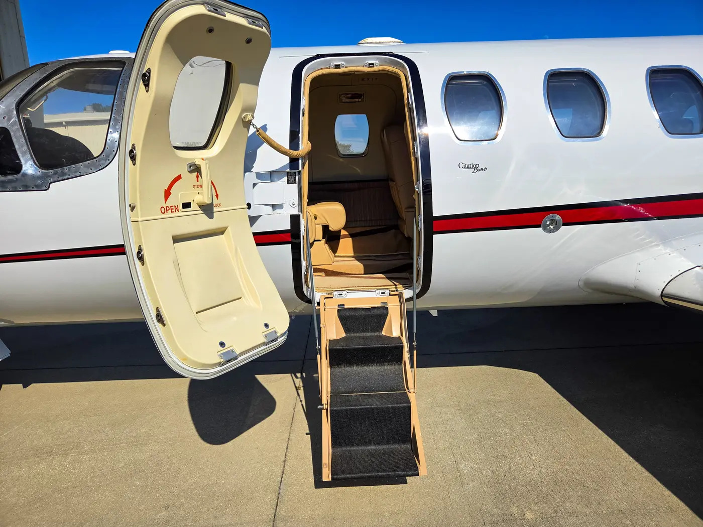 Airstair door open to the cabin