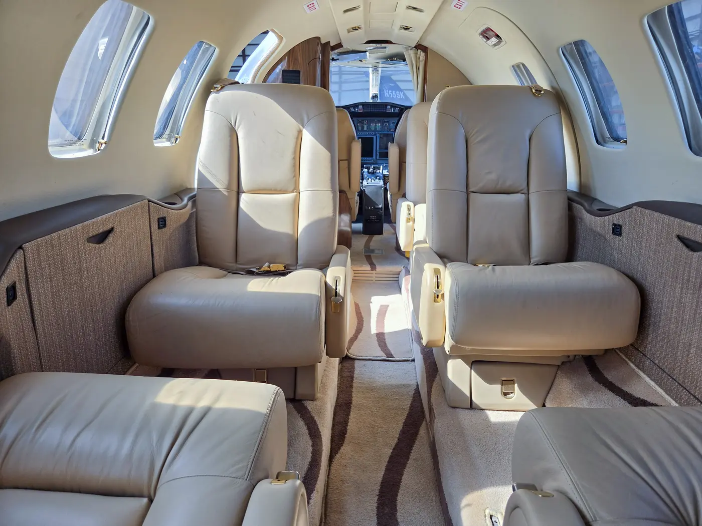 Cabin looking forward to the flight deck