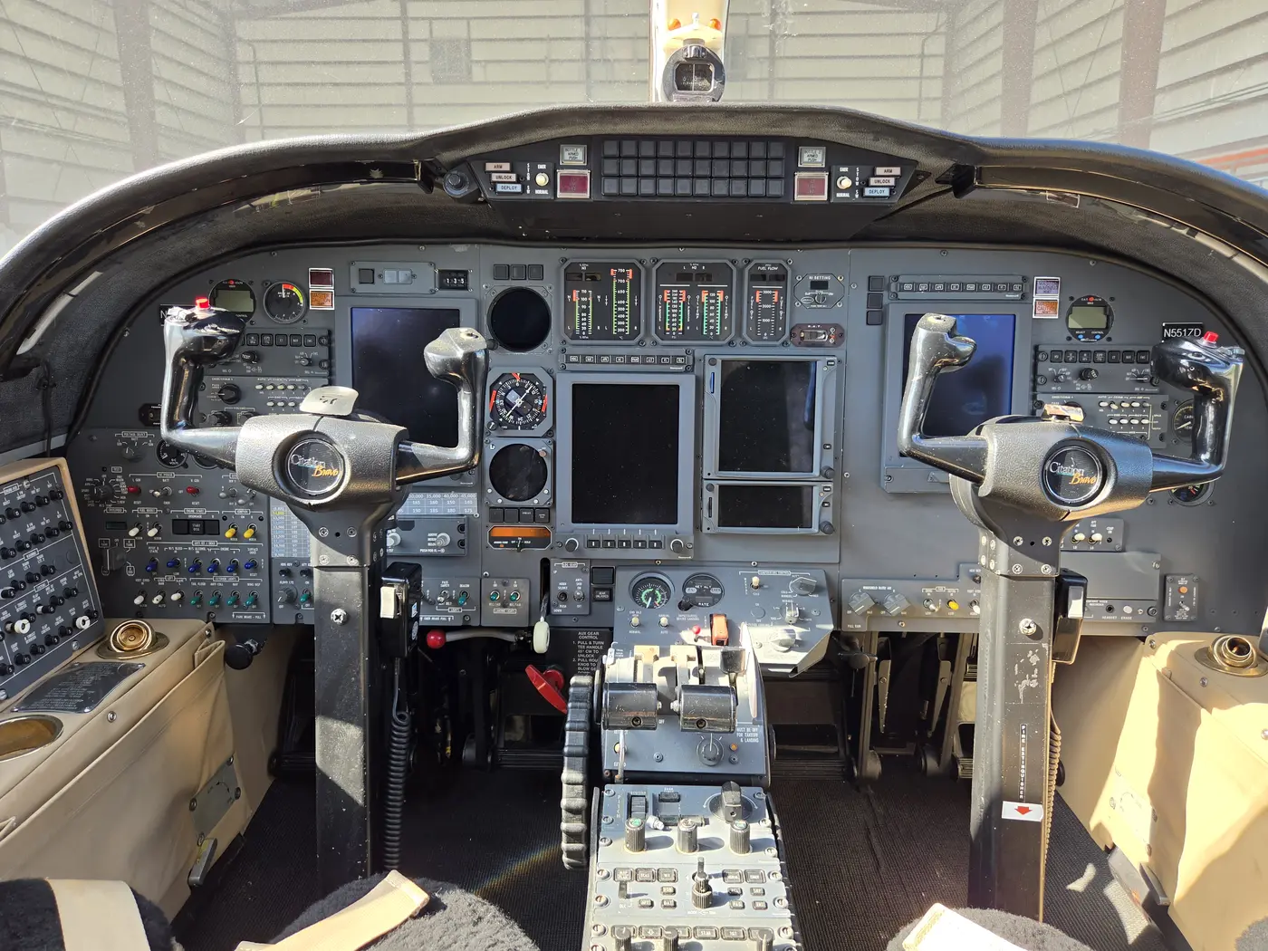 Honeywell Primus 1000 flight deck with Garmin GTN navigators